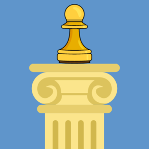 Approach to cost optimisation; a chess piece sits atop a column
