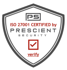 ISO27001 certified logo from Prescient Security